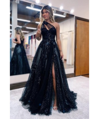 One Shoulder Lace Appliques Tulle Prom Dresses for Women 2023 Long Ball Gown with Slit CM167 Burnt Orange $41.65 Dresses