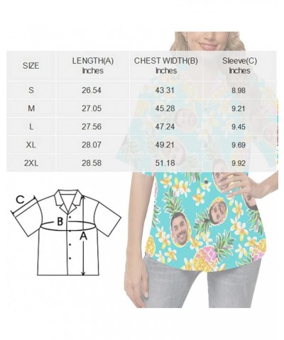 Custom Faces Hawaiian Shirt for Women,Flowers Personalized Short Sleeve Casual Button Funky Shirt,Gift for Girlfriend Wife Us...