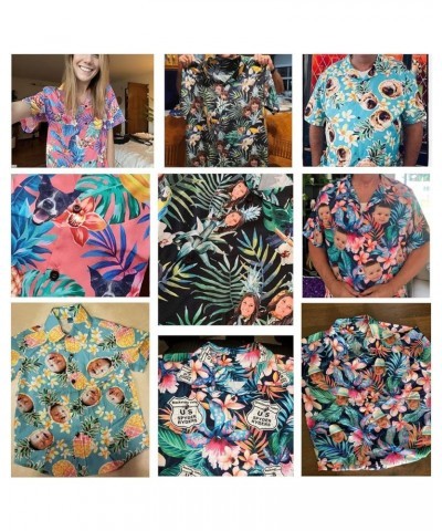 Custom Faces Hawaiian Shirt for Women,Flowers Personalized Short Sleeve Casual Button Funky Shirt,Gift for Girlfriend Wife Us...