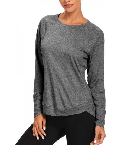 Womens Long Sleeve Workout Shirts-Long Sleeve Shirts for Women Yoga Sports Running Shirt Workout Top Gray $16.51 Activewear