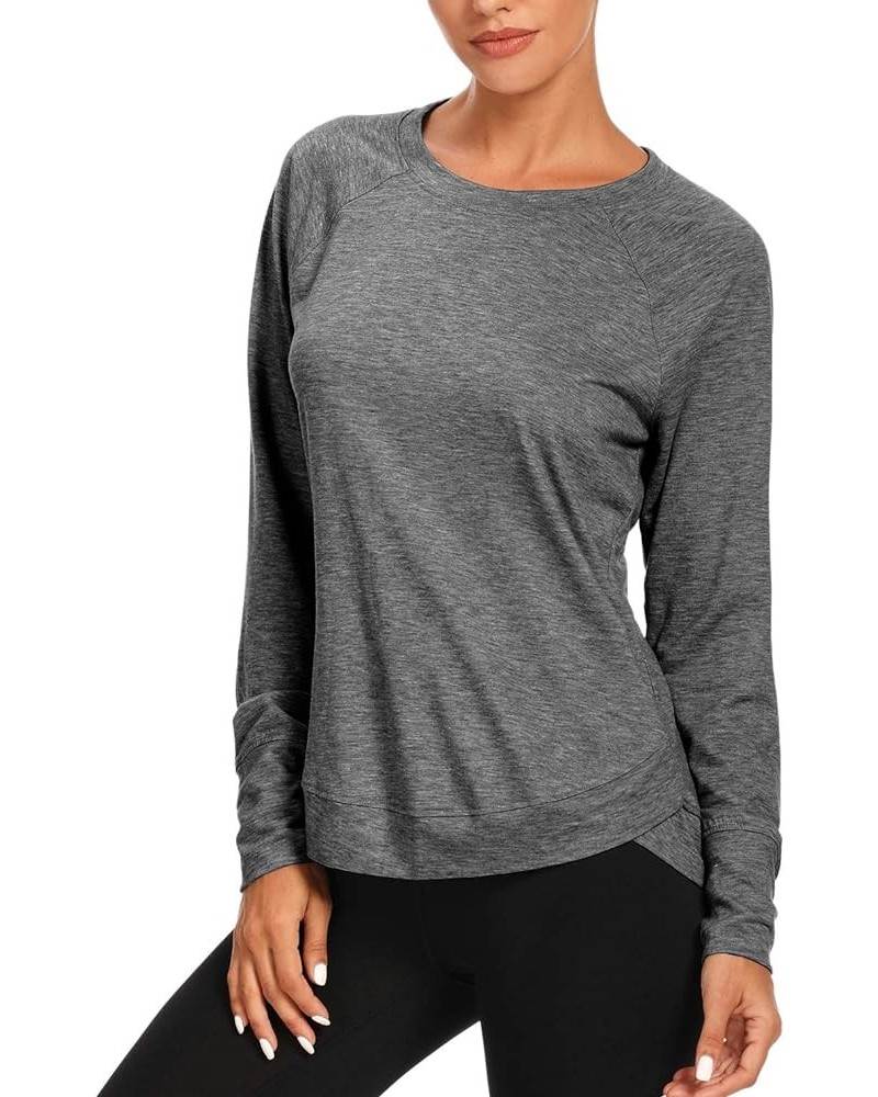 Womens Long Sleeve Workout Shirts-Long Sleeve Shirts for Women Yoga Sports Running Shirt Workout Top Gray $16.51 Activewear