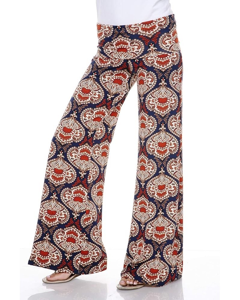 Women's Wide Leg Palazzo Pants Printed Burgundy/Navy $12.75 Pants