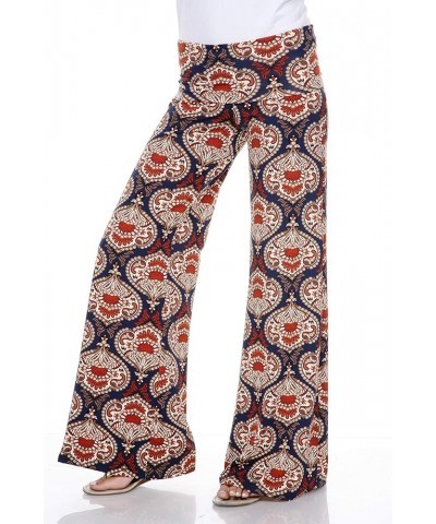 Women's Wide Leg Palazzo Pants Printed Burgundy/Navy $12.75 Pants