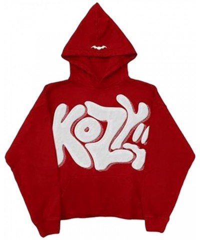 Streetwear Hoodies for Men Y2k Graphic Puff Print Oversized Sweatshirt Long Sleeve Emo Grunge Jacket Puoo Red $11.75 Hoodies ...