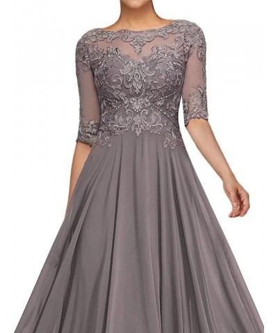 A Line Lace Appliques Mother of The Bride Dresses Chiffon Half Sheer Formal Evening Dresses for Wedding Guest Raspberry $33.6...