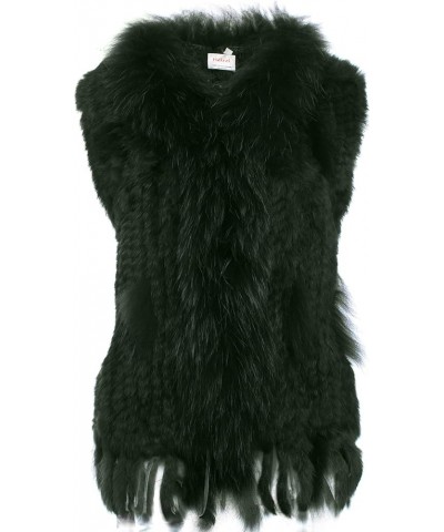 Rabbit Fur Vest for Women, Ladies Fur Coat with Raccoon Fur Trim Collar & Rabbit Fur Tassel, Versatile Fur Coats Viridian $35...