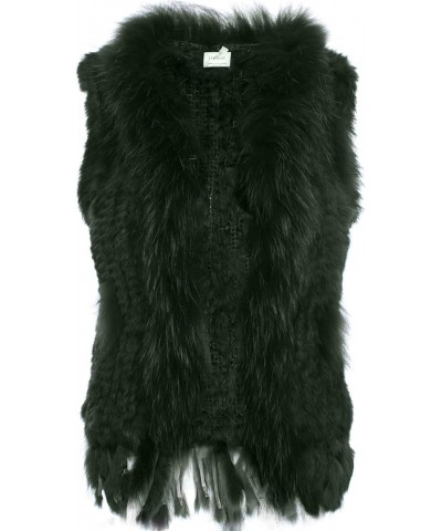 Rabbit Fur Vest for Women, Ladies Fur Coat with Raccoon Fur Trim Collar & Rabbit Fur Tassel, Versatile Fur Coats Viridian $35...