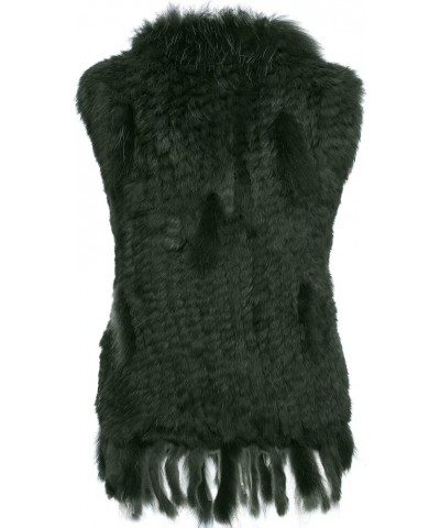 Rabbit Fur Vest for Women, Ladies Fur Coat with Raccoon Fur Trim Collar & Rabbit Fur Tassel, Versatile Fur Coats Viridian $35...