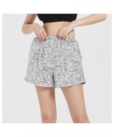 Women's Sequins Shorts Plus Size Elastic High Waist Sparkle Clubwear Glitter Night Out Shorts for Parties Concerts Outfits Si...