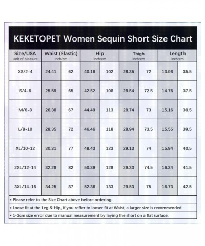 Women's Sequins Shorts Plus Size Elastic High Waist Sparkle Clubwear Glitter Night Out Shorts for Parties Concerts Outfits Si...