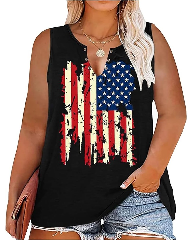 American Flag Plus Size Tank Tops for Women 4th of July Patriotic Graphic Tees Shirts USA Flag Tank Tops Black $13.24 Tanks