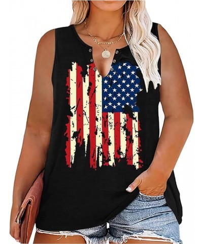 American Flag Plus Size Tank Tops for Women 4th of July Patriotic Graphic Tees Shirts USA Flag Tank Tops Black $13.24 Tanks