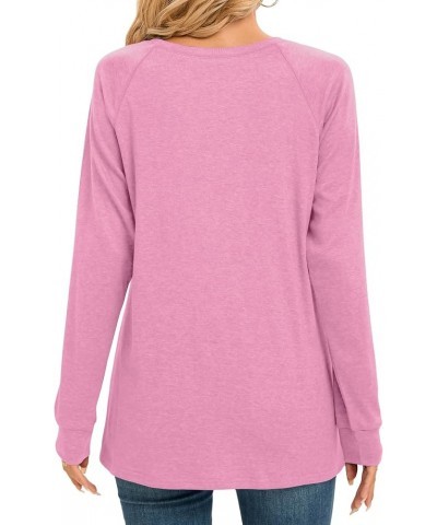 Women Long Sleeve Shirts Casual Crewneck Blouses Dressy Fashion Tunic Tops S-3XL Pink $10.59 Tops