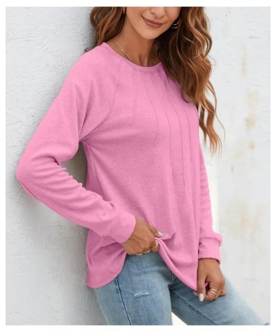 Women Long Sleeve Shirts Casual Crewneck Blouses Dressy Fashion Tunic Tops S-3XL Pink $10.59 Tops