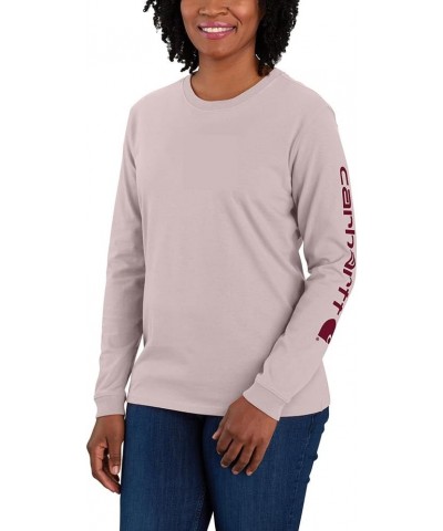 Women's Loose Fit Heavyweight Long-Sleeve Logo Sleeve Graphic T-Shirt Mink $14.10 T-Shirts