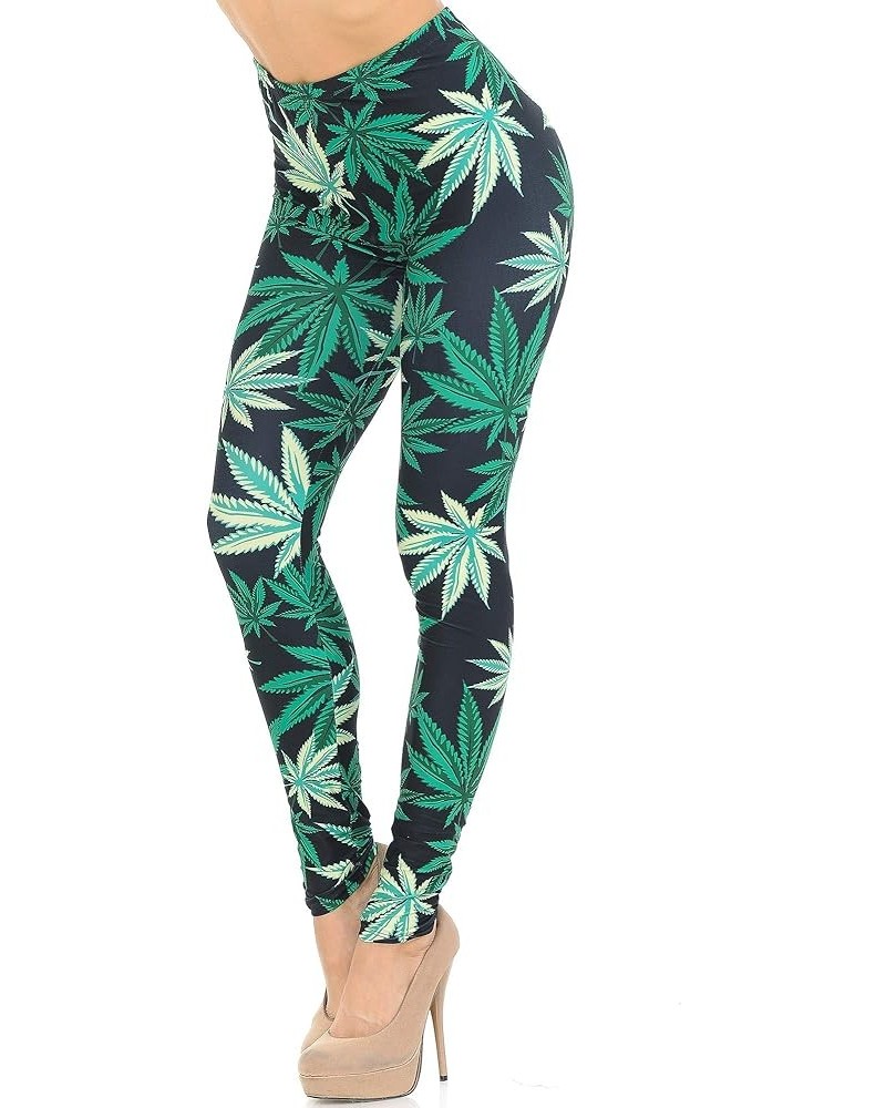 Creamy Soft Leggings - Premium Women's Leggings & Designs - by USA Fashion™ Black Weed $16.71 Leggings