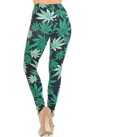 Creamy Soft Leggings - Premium Women's Leggings & Designs - by USA Fashion™ Black Weed $16.71 Leggings