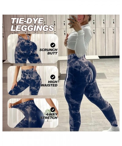 Butt Lifting Leggings for Women Booty High Waisted Workout Yoga Pants Scrunch Butt Gym Seamless Booty Tight (6f -tie Dye)-blu...