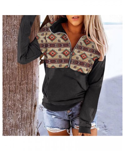 Quarter Zip Pullover Women, Cow Print Patchwork Sweatshirt Long Sleeve Lapel Jacket Tops Casual Loose Coat Outwear Green $9.2...