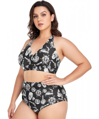 Plus Size Women's Bikini Sets Skull and Flower Bikini Sets for Women High Waisted Sexy Bikini Swimsuits Skull 09 $20.05 Swims...