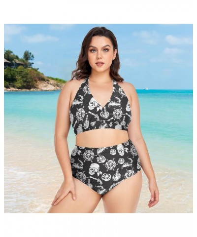 Plus Size Women's Bikini Sets Skull and Flower Bikini Sets for Women High Waisted Sexy Bikini Swimsuits Skull 09 $20.05 Swims...