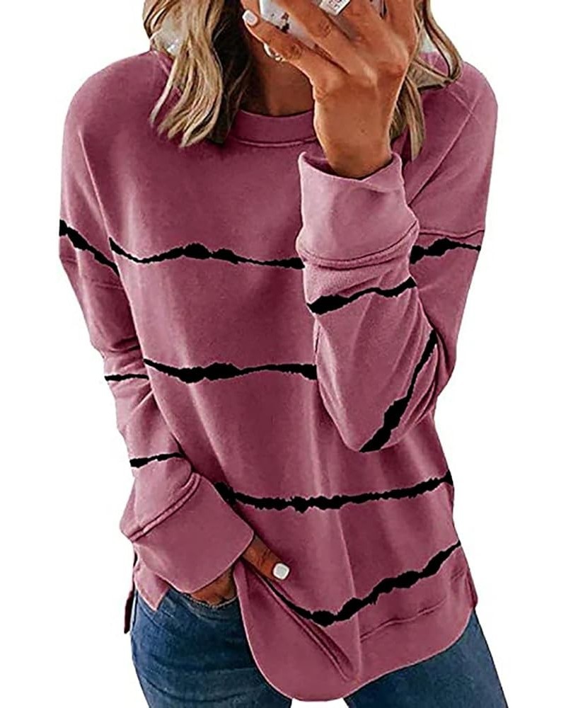 Plus Size Tops for Women 2024 Trendy Long Sleeve Shirts Casual Loose Blouses Crewneck Sweatshirt Fashion Clothes C Pink $8.37...