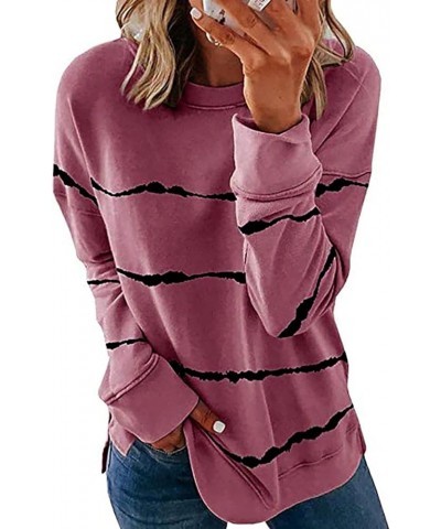 Plus Size Tops for Women 2024 Trendy Long Sleeve Shirts Casual Loose Blouses Crewneck Sweatshirt Fashion Clothes C Pink $8.37...