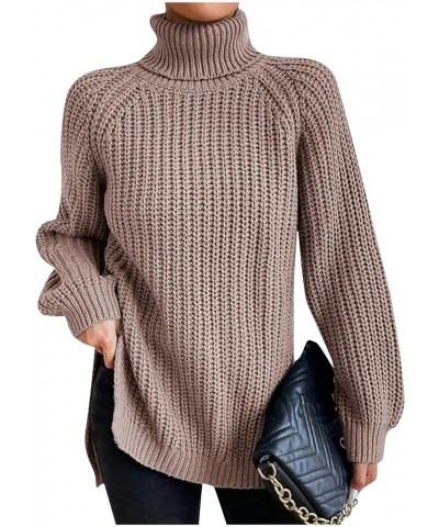 Sweaters for Women Trendy Long Sleeve Solid Color Ribbed Knit Sweater Cute Plus Size Tops Winter Teen Girl Clothes E-khaki $9...