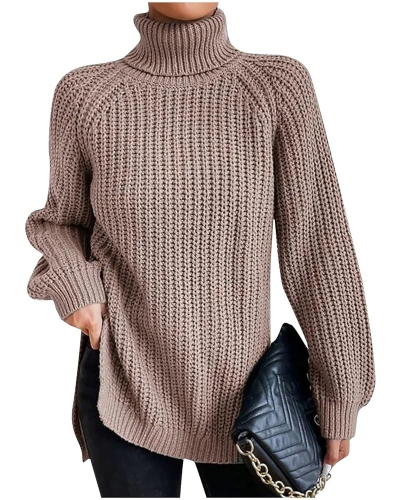 Sweaters for Women Trendy Long Sleeve Solid Color Ribbed Knit Sweater Cute Plus Size Tops Winter Teen Girl Clothes E-khaki $9...