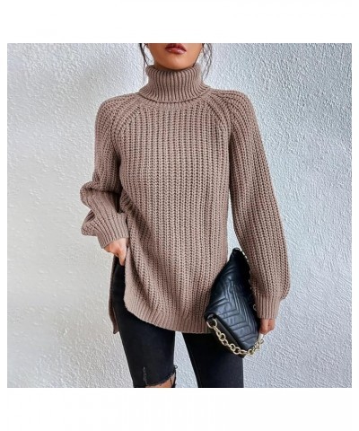 Sweaters for Women Trendy Long Sleeve Solid Color Ribbed Knit Sweater Cute Plus Size Tops Winter Teen Girl Clothes E-khaki $9...