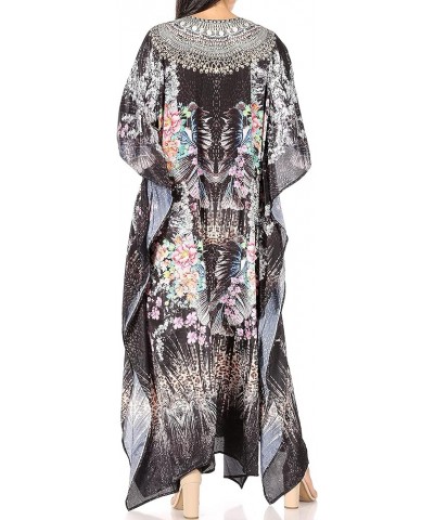 Georgettina Flowy Rhinestone V Neck Long Caftan Dress/Cover Up 433 $31.19 Dresses