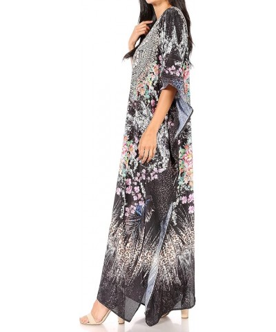 Georgettina Flowy Rhinestone V Neck Long Caftan Dress/Cover Up 433 $31.19 Dresses