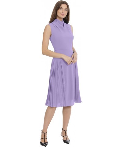 Women's Sleeveless Cowl Neck Dress with Fluted Skirt Office Workwear Pleated - Violet Tulip $50.31 Dresses