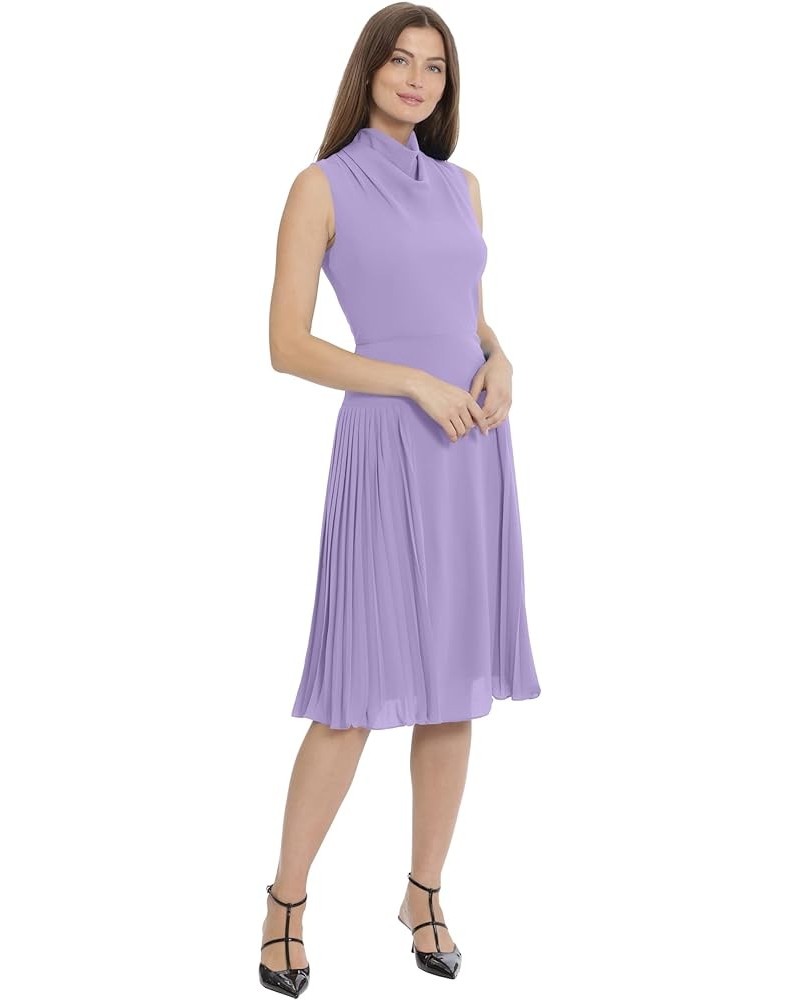 Women's Sleeveless Cowl Neck Dress with Fluted Skirt Office Workwear Pleated - Violet Tulip $50.31 Dresses