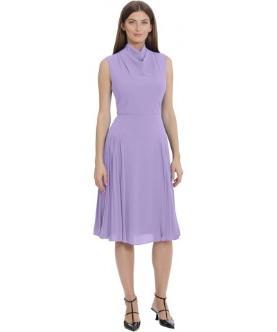 Women's Sleeveless Cowl Neck Dress with Fluted Skirt Office Workwear Pleated - Violet Tulip $50.31 Dresses