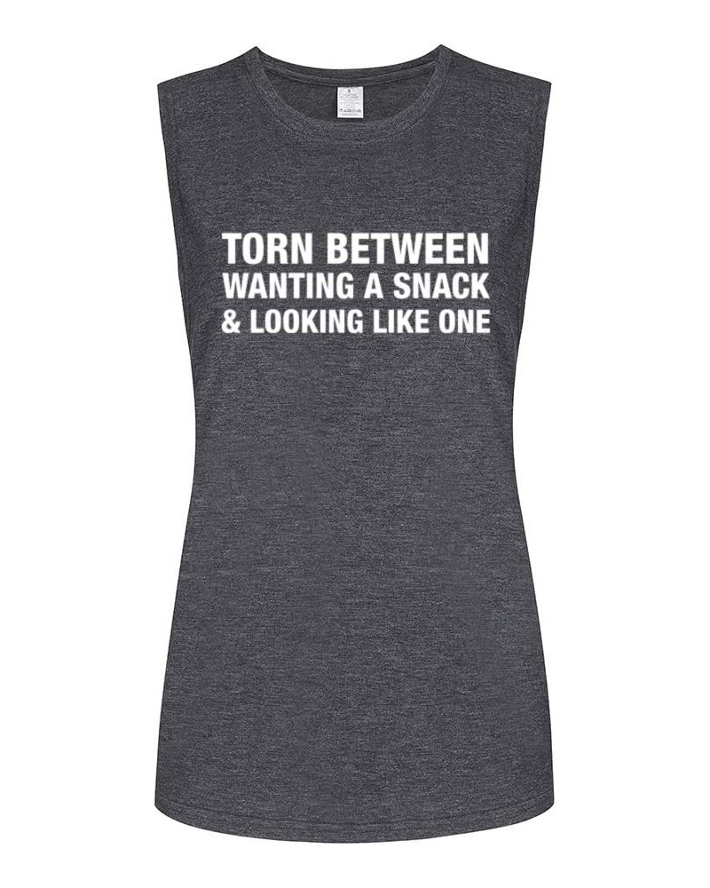 Workout Tank Tops for Women-Torn Between Womens Funny Saying Fitness Gym Racerback Sleeveless Shirts 0111 Grey-muscle Tank $9...