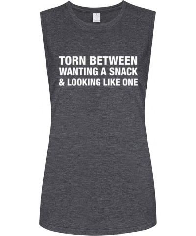 Workout Tank Tops for Women-Torn Between Womens Funny Saying Fitness Gym Racerback Sleeveless Shirts 0111 Grey-muscle Tank $9...