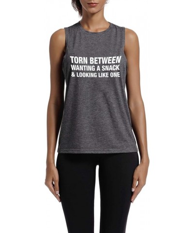 Workout Tank Tops for Women-Torn Between Womens Funny Saying Fitness Gym Racerback Sleeveless Shirts 0111 Grey-muscle Tank $9...