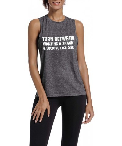 Workout Tank Tops for Women-Torn Between Womens Funny Saying Fitness Gym Racerback Sleeveless Shirts 0111 Grey-muscle Tank $9...