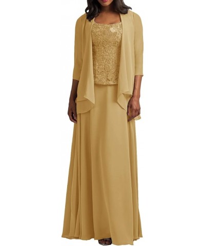 Long Mother of The Bride Dresses with Jacket Formal Evening Dresses Chiffon Mother of Groom Dress Gold $35.52 Dresses