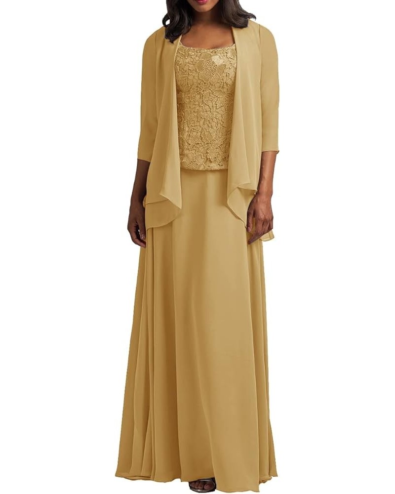 Long Mother of The Bride Dresses with Jacket Formal Evening Dresses Chiffon Mother of Groom Dress Gold $35.52 Dresses