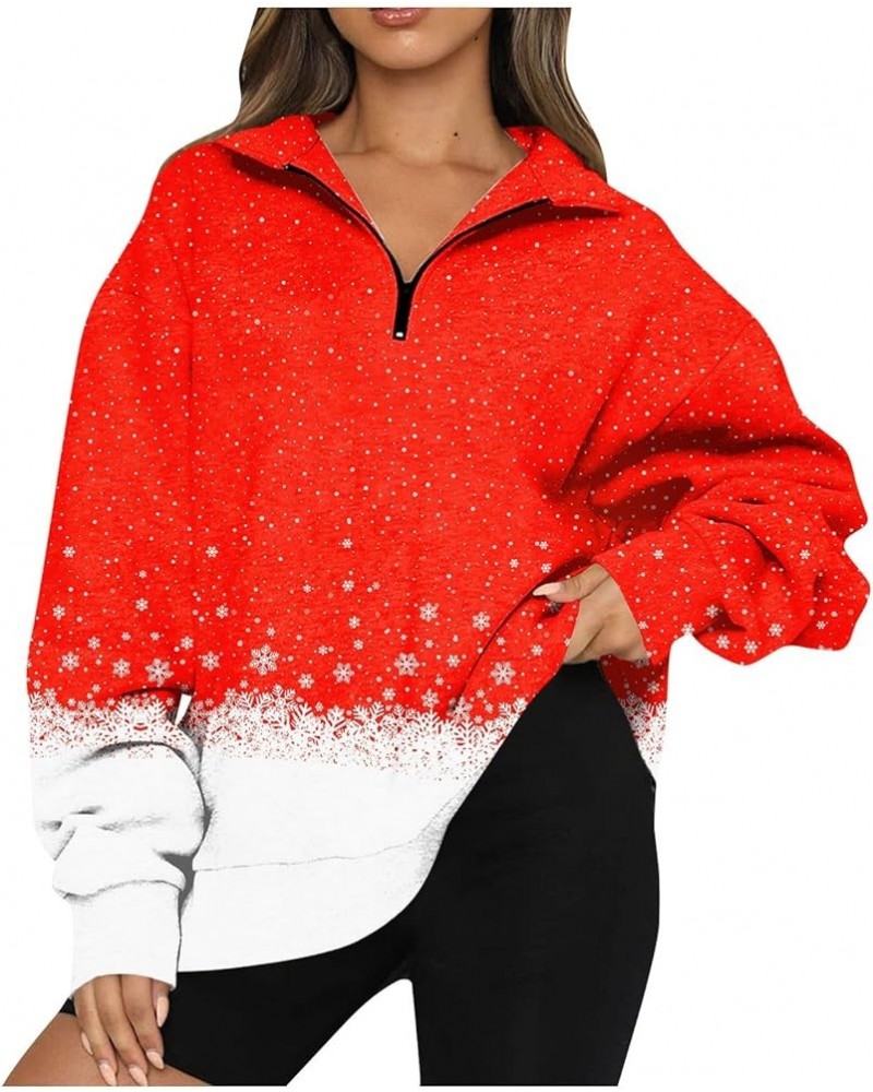 Women's Ugly Christmas Sweatshirt Casual Fashion Long Sleeve Print Casual Lapel Zip Sweatshirt, S-2XL 4-vermilion $8.97 Hoodi...