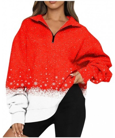 Women's Ugly Christmas Sweatshirt Casual Fashion Long Sleeve Print Casual Lapel Zip Sweatshirt, S-2XL 4-vermilion $8.97 Hoodi...