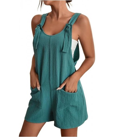 Summer Rompers for Women 2023 Casual Adjustable Strap Wide Leg Short Jumpsuits Solid Loose Overalls with Pockets 3 Green $4.3...