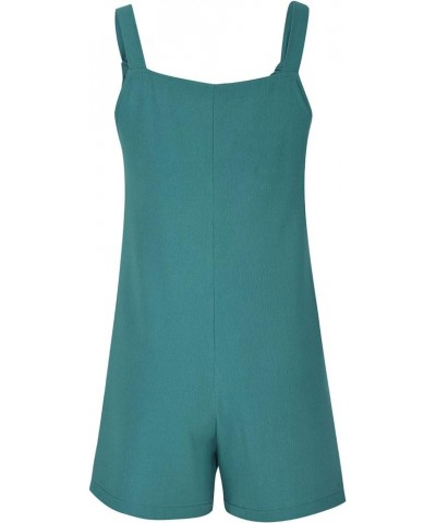 Summer Rompers for Women 2023 Casual Adjustable Strap Wide Leg Short Jumpsuits Solid Loose Overalls with Pockets 3 Green $4.3...