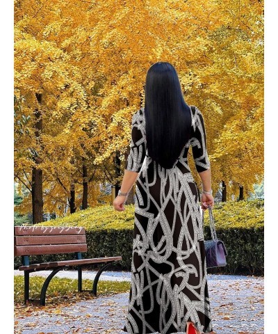 Women's V Neck 3/4 Sleeve Plus Size Long Maxi Dress with Belt 01 Floral-69 $11.60 Dresses