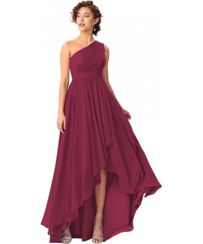 Women's One Shoulder Bridesmaid Dresses High Low Chiffon Formal Party Gowns with Pockets SE051 Desert Rose $31.61 Dresses