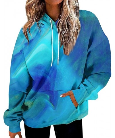Women's Fall Fashion 2023 Hoodies Daily Versatile Crewneck Sweatshirts Long Sleeve Gradient Top Sweatshirts, S-5XL 5-light Bl...