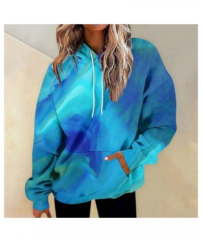 Women's Fall Fashion 2023 Hoodies Daily Versatile Crewneck Sweatshirts Long Sleeve Gradient Top Sweatshirts, S-5XL 5-light Bl...