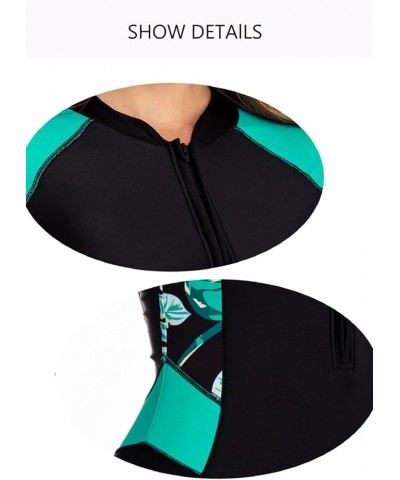 Women's One Piece Rashguard Boyleg Long Sleeve Swimsuit UV Protection Zipper Surfing Swimwear Black-green $13.49 Swimsuits